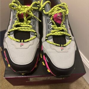 FILA Women's Neon Yellow and Pink Athletic Shoes